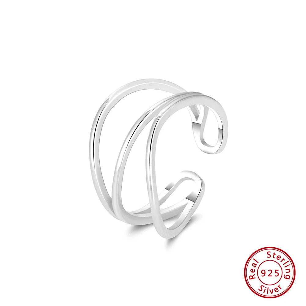Newest Minimalist Jewelry C Shape Stacked Ring 14K Gold Plated Waterproof Sterling Silver