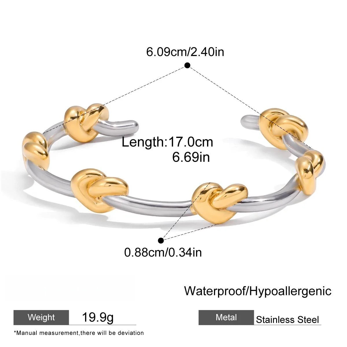 Fashion Gold and Silver Bi-Color Design Stainless Steel Bracelets & Bangles