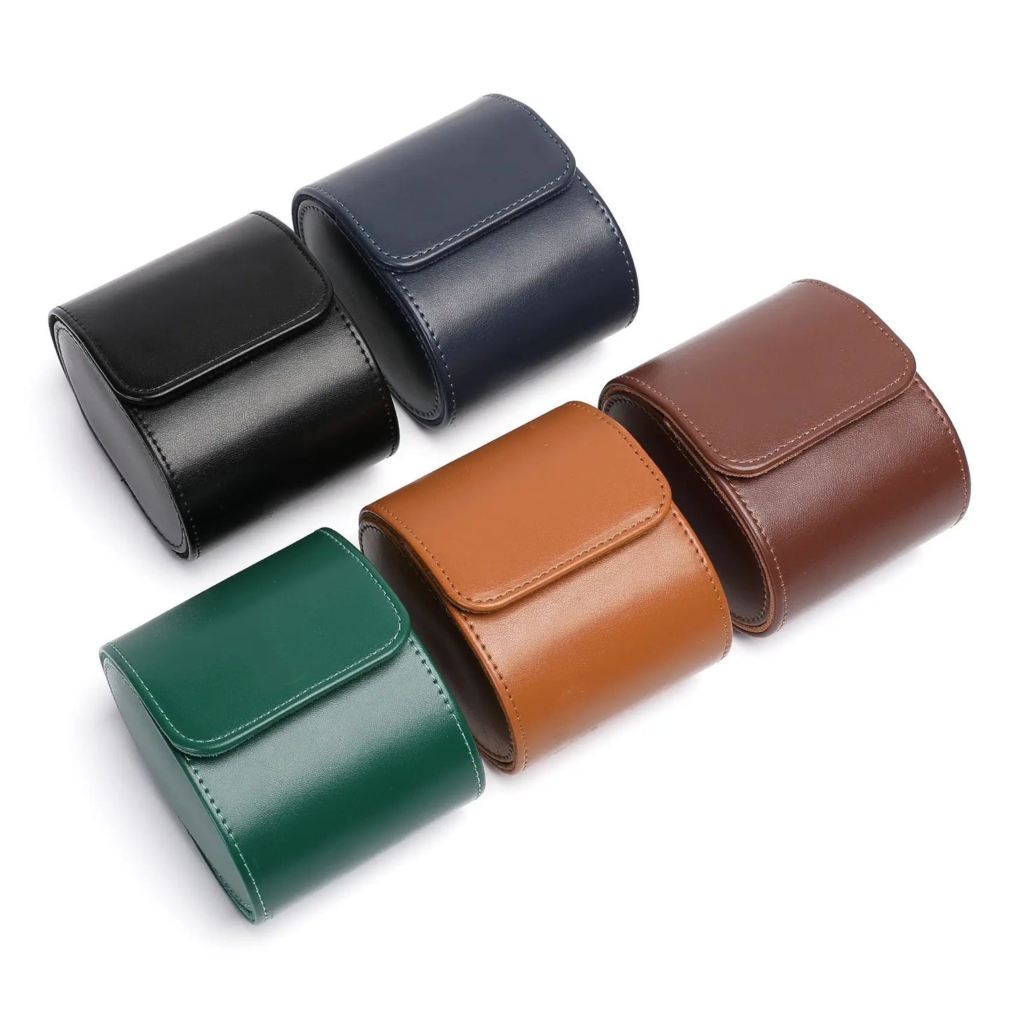 Stylish Men's Black PU Leather Watch Roll Organizer 1-3 Watch Case