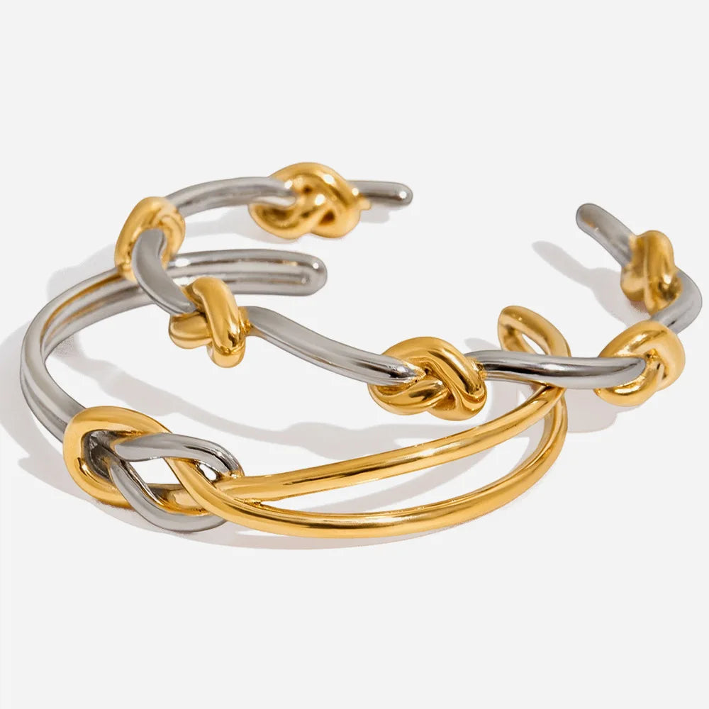 Fashion Gold and Silver Bi-Color Design Stainless Steel Bracelets & Bangles