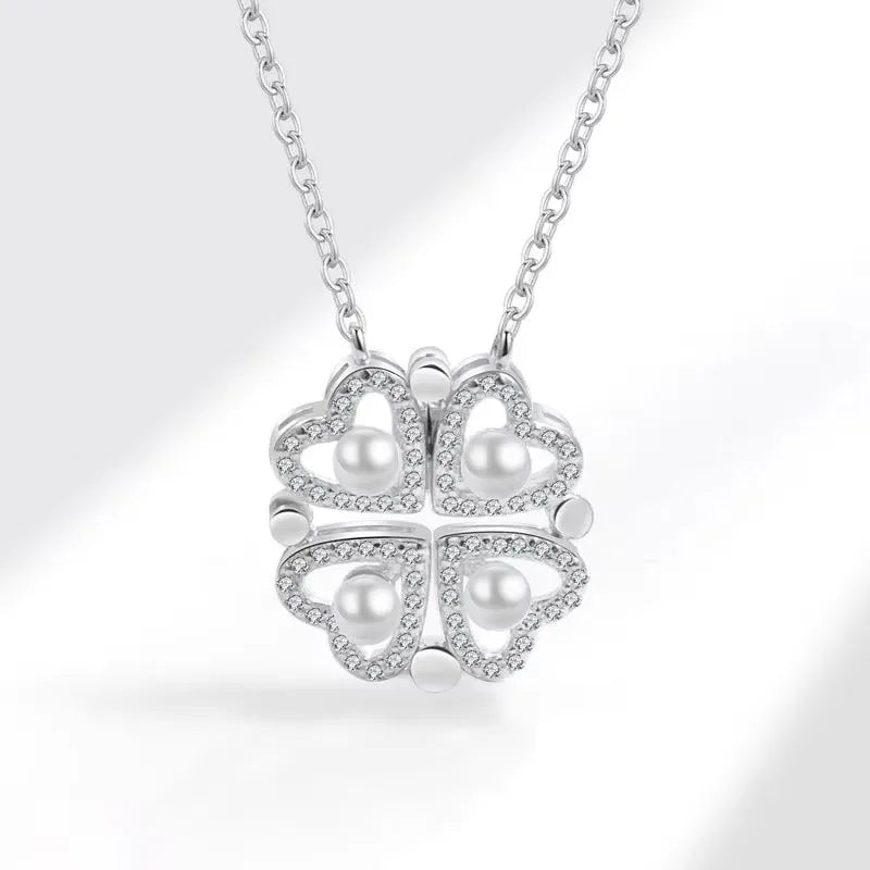 S925 Sterling Silver love Heart Clover