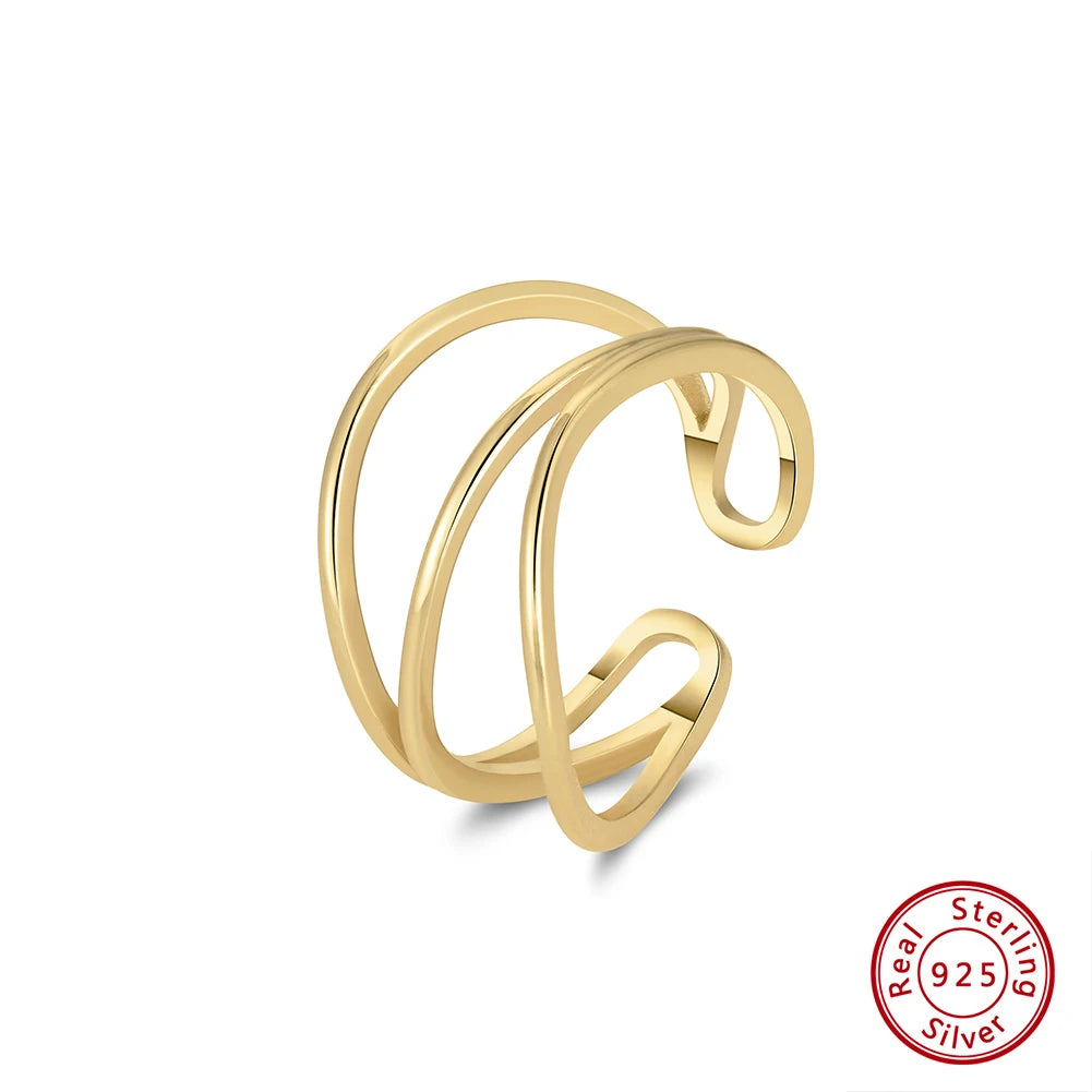 Newest Minimalist Jewelry C Shape Stacked Ring  14K Gold Plated Waterproof Sterling Silver