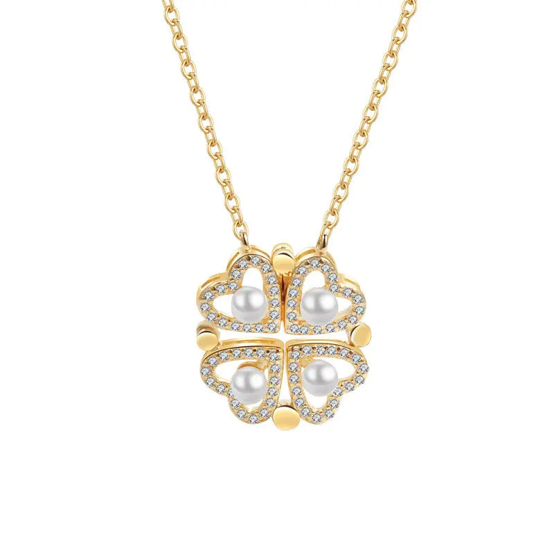 S925 Sterling Silver love Heart Clover