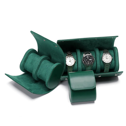 Stylish Men's Black PU Leather Watch Roll Organizer 1-3 Watch Case