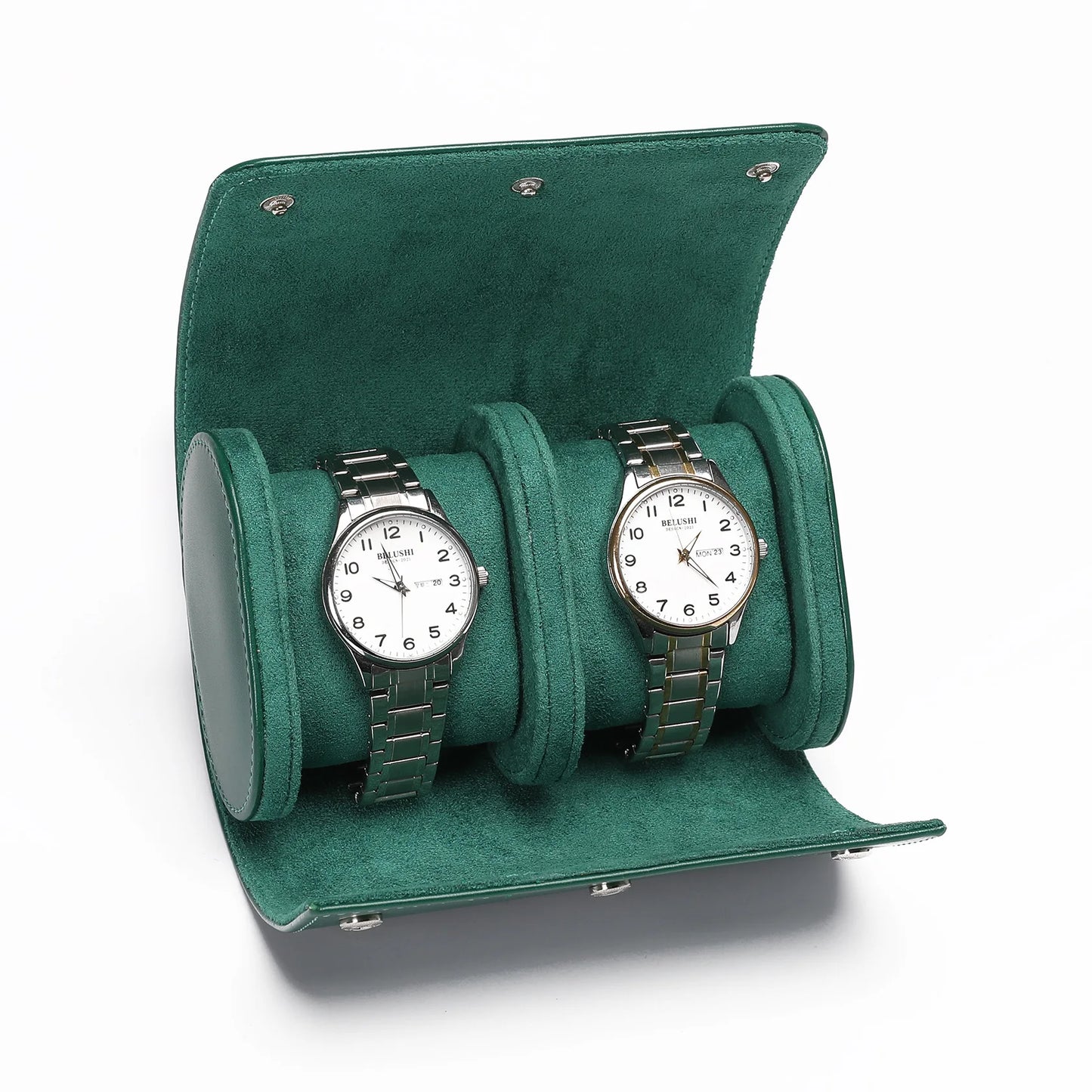 Stylish Men's Black PU Leather Watch Roll Organizer 1-3 Watch Case