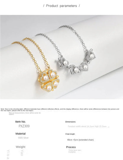 S925 Sterling Silver love Heart Clover