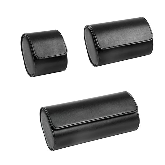 Stylish Men's Black PU Leather Watch Roll Organizer 1-3 Watch Case
