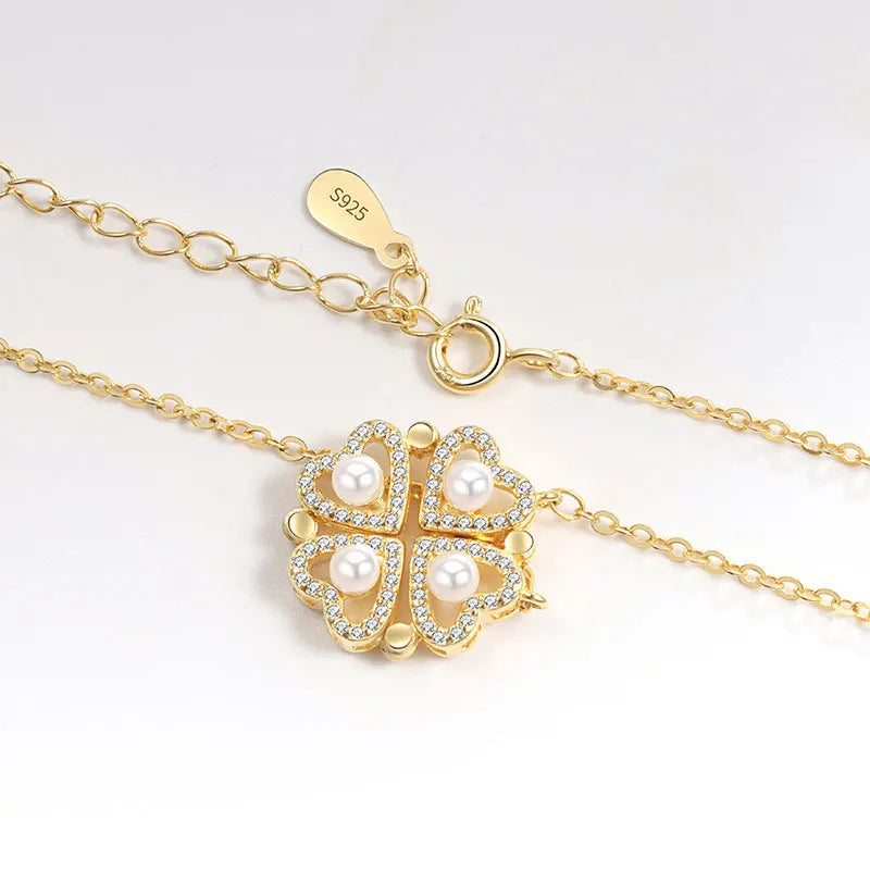 S925 Sterling Silver love Heart Clover