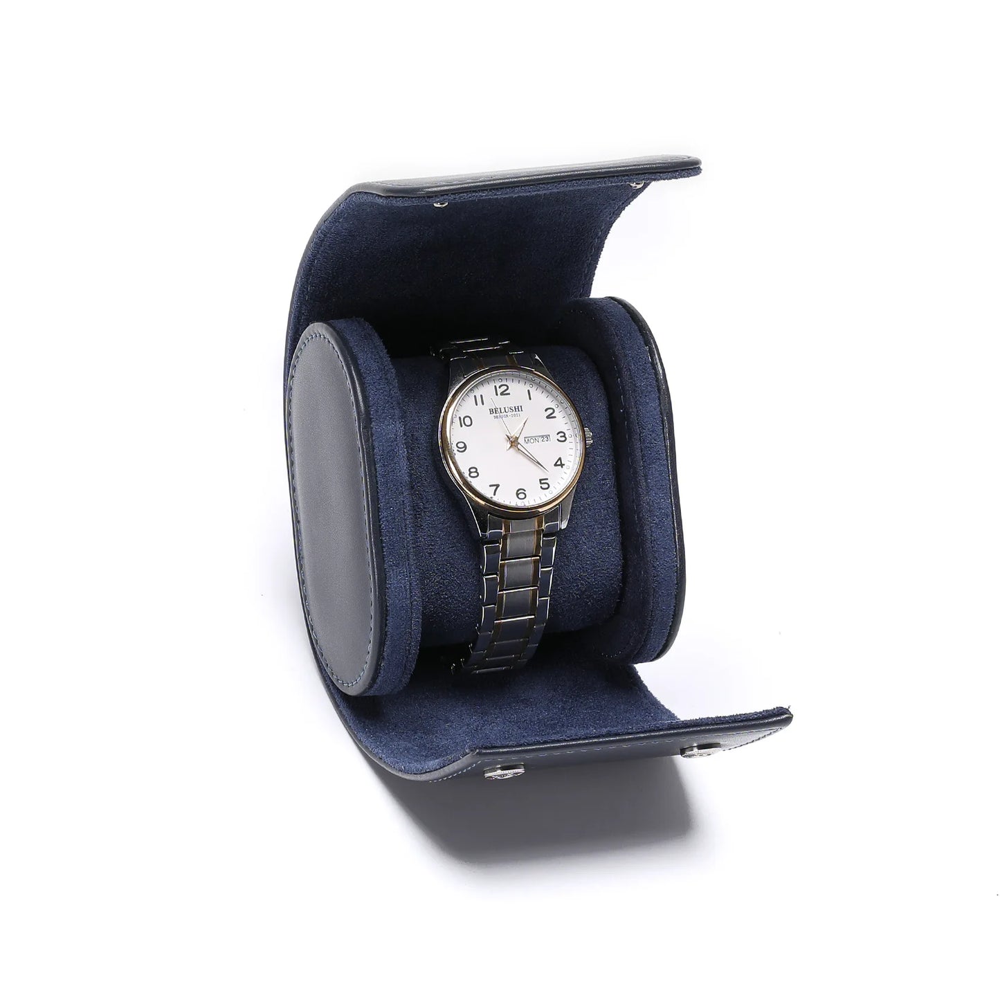Stylish Men's Black PU Leather Watch Roll Organizer 1-3 Watch Case