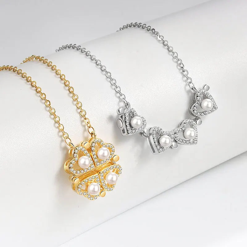 S925 Sterling Silver love Heart Clover