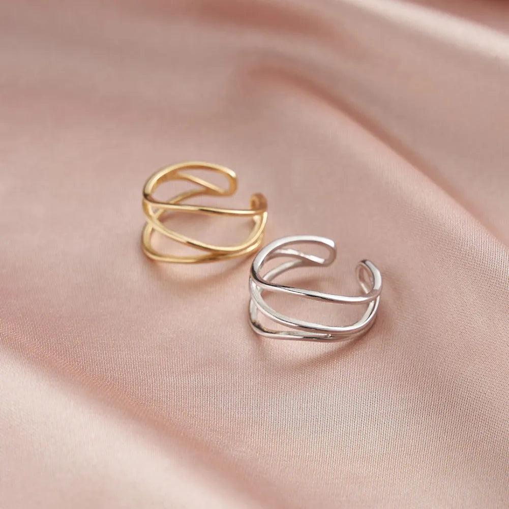 Newest Minimalist Jewelry C Shape Stacked Ring  14K Gold Plated Waterproof Sterling Silver