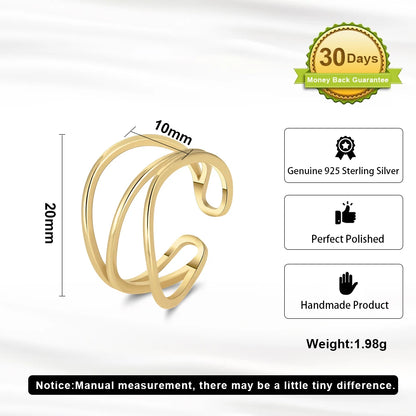 Newest Minimalist Jewelry C Shape Stacked Ring  14K Gold Plated Waterproof Sterling Silver