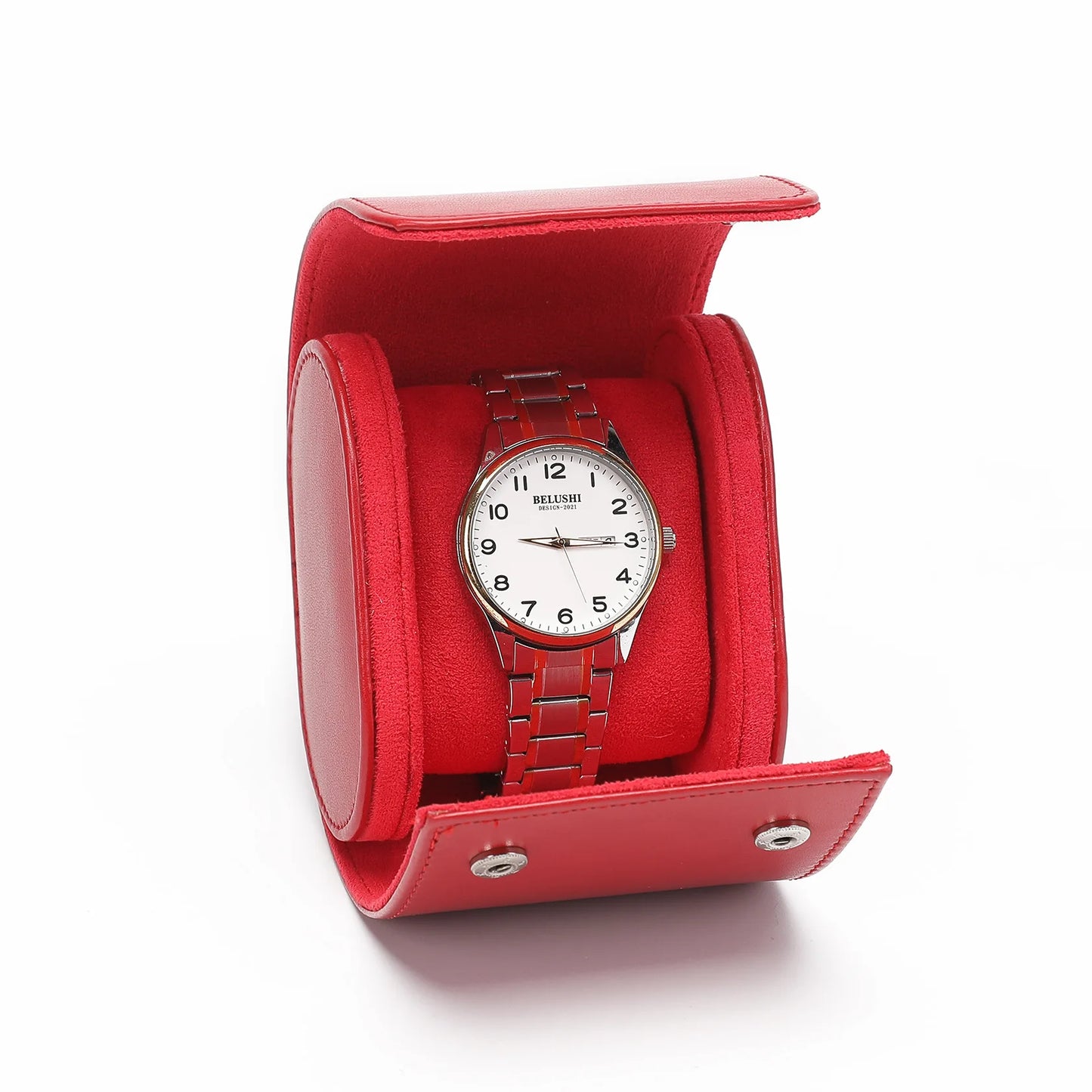 Stylish Men's Black PU Leather Watch Roll Organizer 1-3 Watch Case