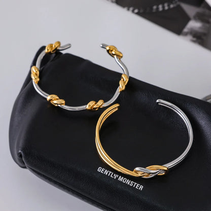 Fashion Gold and Silver Bi-Color Design Stainless Steel Bracelets & Bangles
