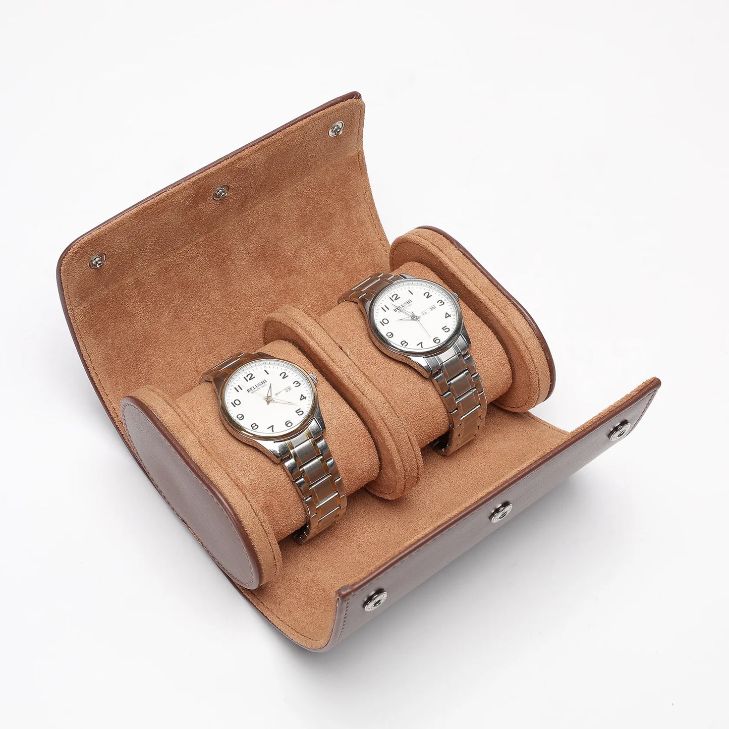 Stylish Men's Black PU Leather Watch Roll Organizer 1-3 Watch Case