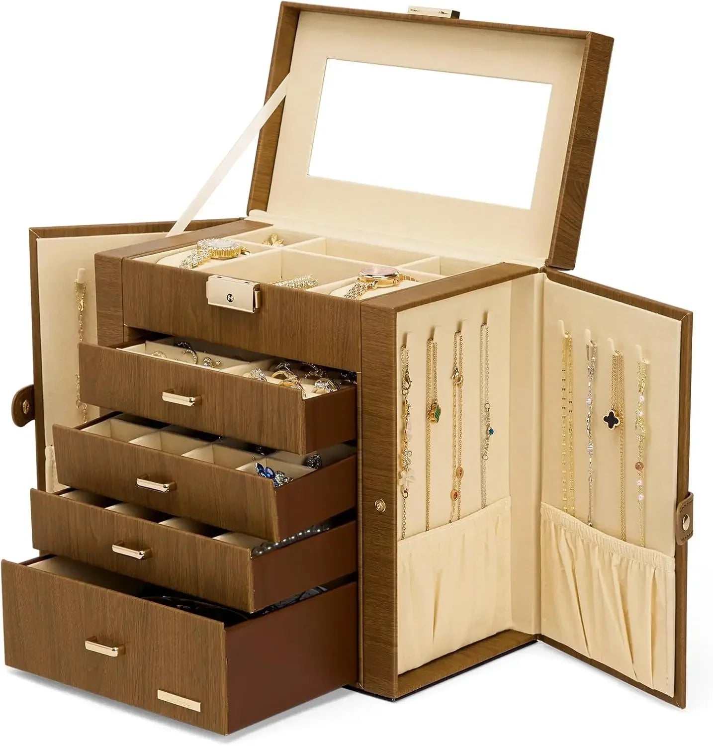 HUGE JEWELRY BOX MIRRORED  WATCH ORGANIZER