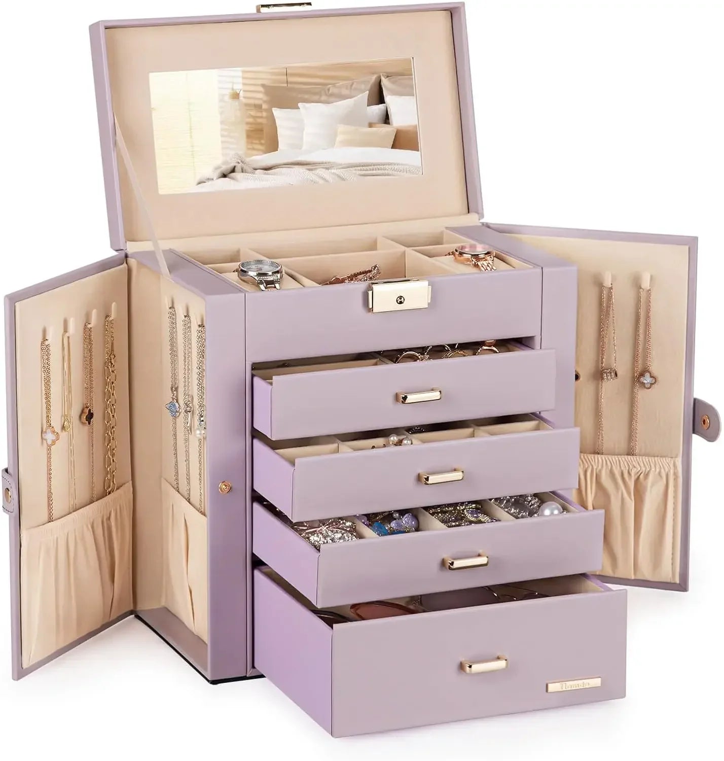 HUGE JEWELRY BOX MIRRORED  WATCH ORGANIZER