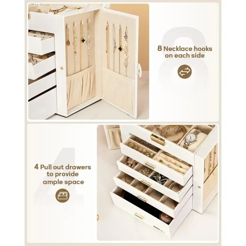 HUGE JEWELRY BOX MIRRORED  WATCH ORGANIZER