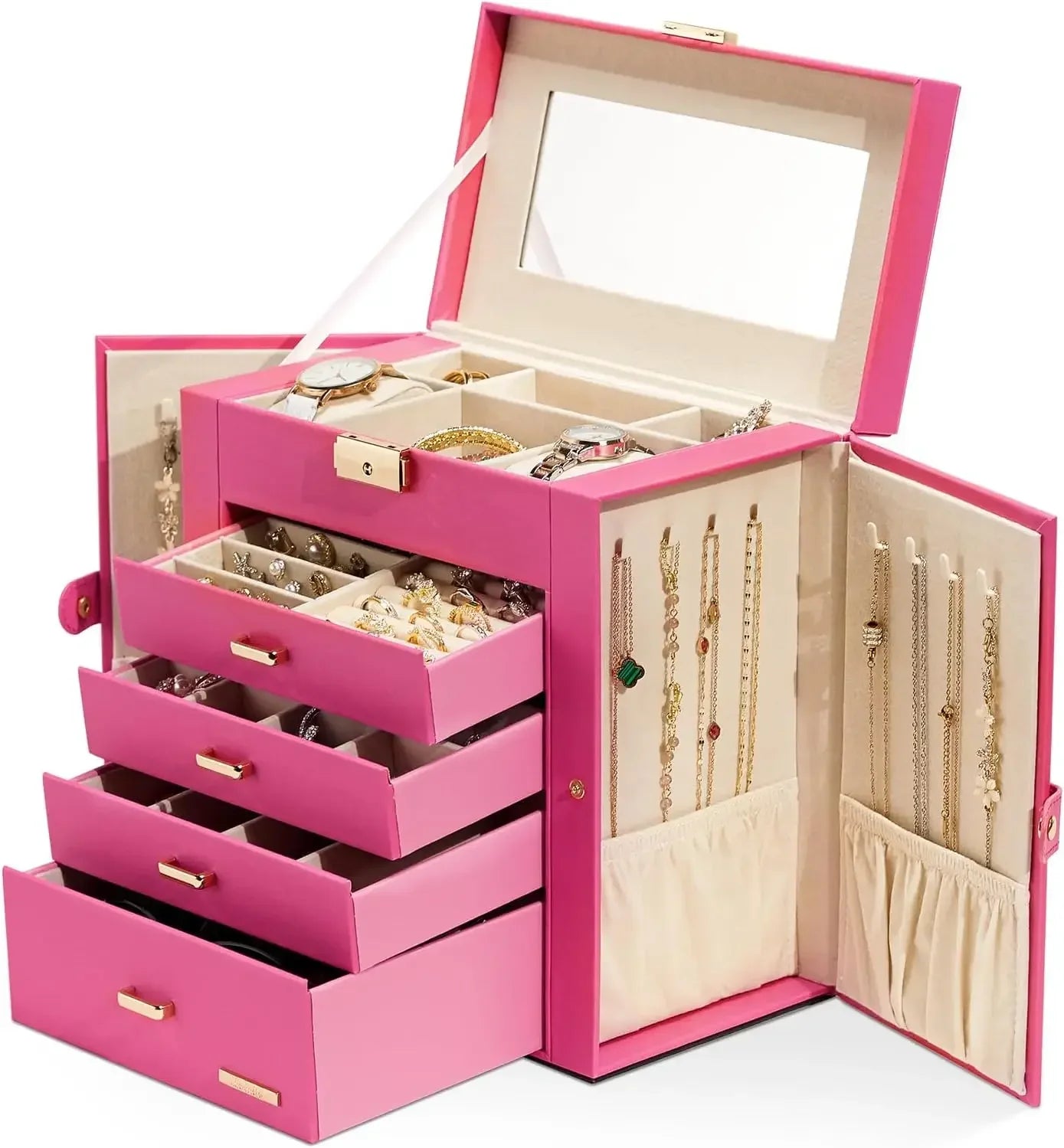 HUGE JEWELRY BOX MIRRORED  WATCH ORGANIZER