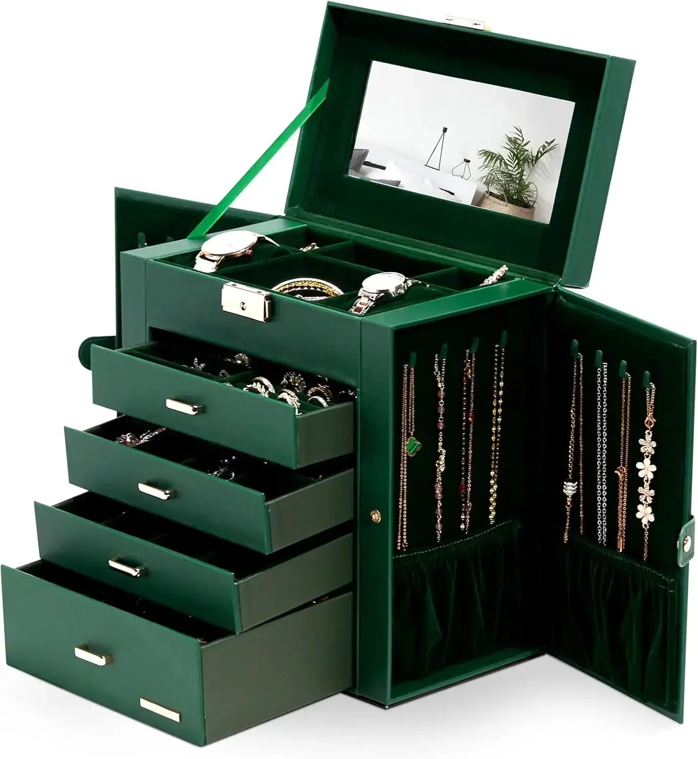HUGE JEWELRY BOX MIRRORED  WATCH ORGANIZER